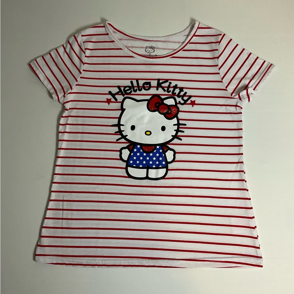 Hello Kitty Red & White Striped Kids Tee
